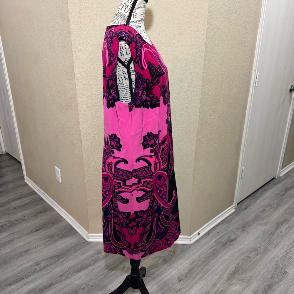 Peter Nygard Vibrant Pink and Black Asymmetrical Dress - Picture 4 of 8